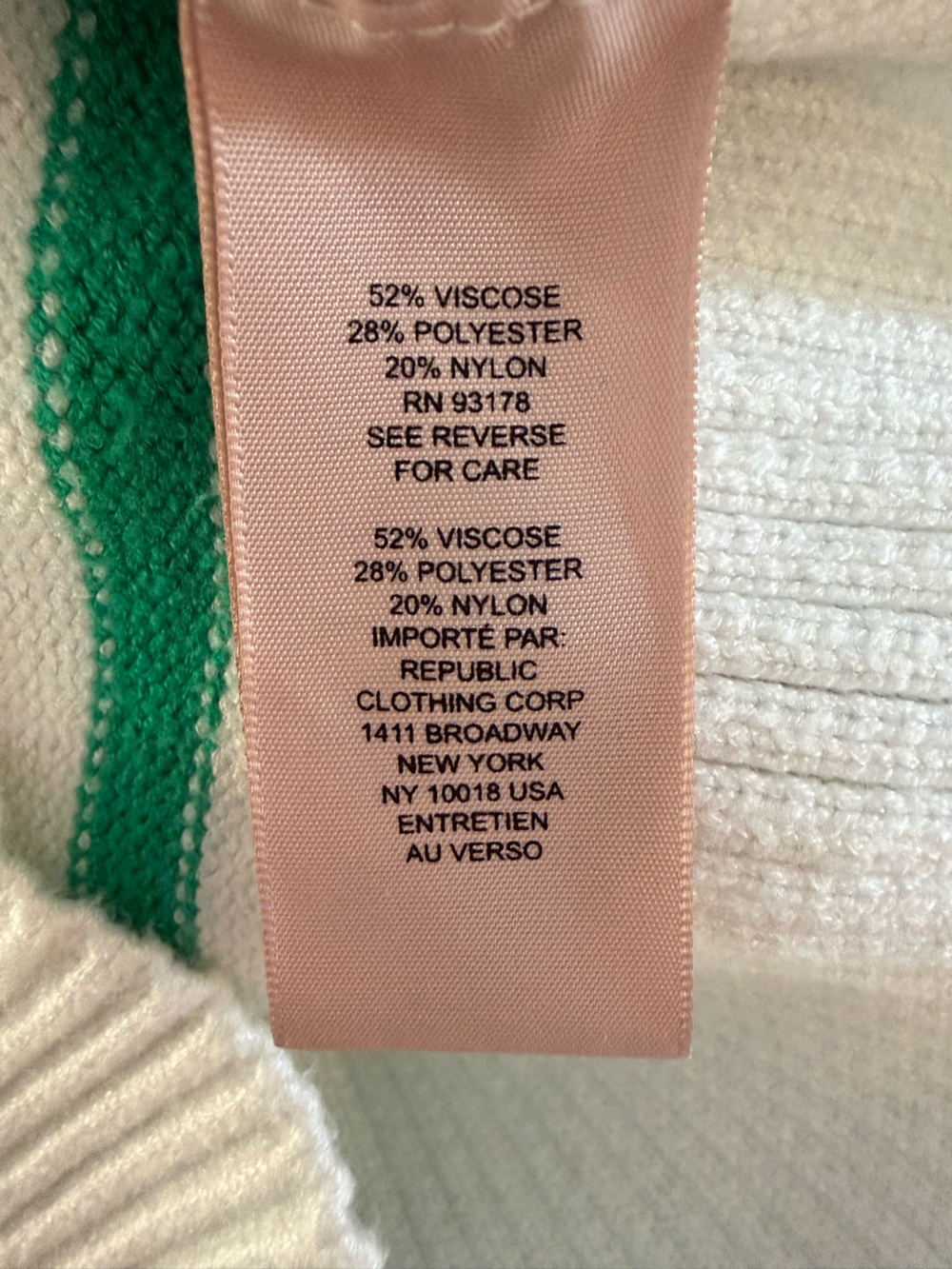 Philosophy Striped Green and ivory Women's Sweater large *READ - Picture 8 of 11